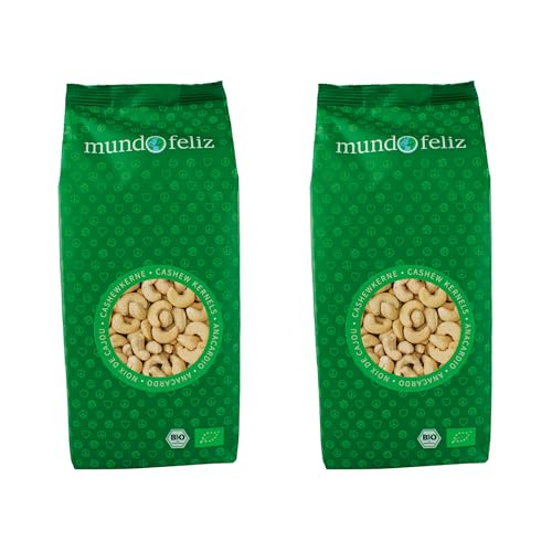 Mundo Feliz Ganze Cashew-Nüsse aus Bio-Anbau, 2 x 500 g von Mundo Feliz