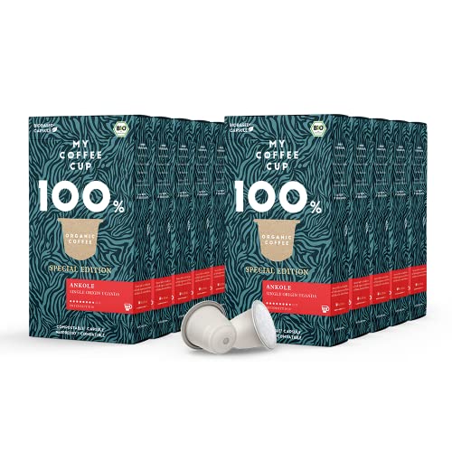 My Coffee Cup – ANKOLE – BIO-KAFFEE 10 PACKUNGEN I 100 Kaffeekapseln für Nespresso®³-Kapselmaschinen I 100% industriell kompostierbare Kaffeekapseln – 0% Alu und nachhaltig von MY-COFFEE CUP