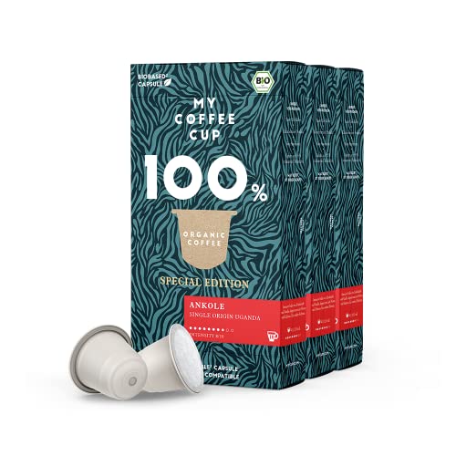 My Coffee Cup – ANKOLE – BIO-KAFFEE 3 PACKUNGEN I 30 Kaffeekapseln für Nespresso®³-Kapselmaschinen I 100% industriell kompostierbar, 0% Alu und nachhaltig von MY-COFFEE CUP