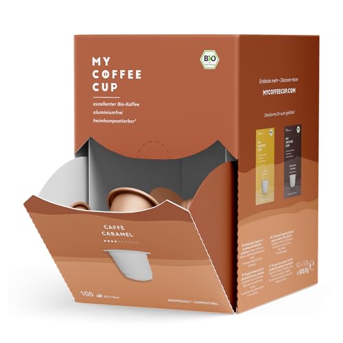 My Coffee Cup – MEGA BOX CAFFÈ CARAMEL – BIO-KAFFEE I 100 Kaffeekapseln für Nespresso®³-Kapselmaschinen I 100% industriell kompostierbar und nachhaltig– 0% Alu von MY-COFFEE CUP