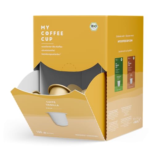 My Coffee Cup – MEGA BOX CAFFÈ VANILLA – BIO-KAFFEE I 100 Kaffeekapseln für Nespresso®³-Kapselmaschinen I 100% industriell kompostierbar und nachhaltig – 0% Alu von MY-COFFEE CUP