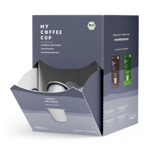 My Coffee Cup – MEGA BOX LUNGO INTENSO – BIO-KAFFEE I 100 Kaffeekapseln für Nespresso®³-Kapselmaschinen I 100% industriell kompostierbar und nachhaltig– 0% Alu von MY-COFFEE CUP