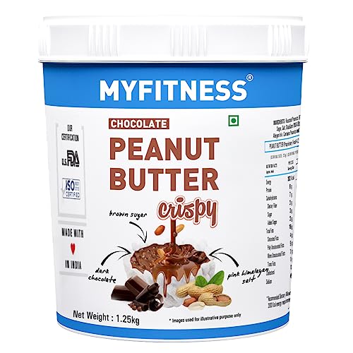 MYFITNESS Chocolate Peanut Butter Crispy I LOVE PB Non-GMO, Gluten-Free, No Preservative All Natural Ingredient High Protein Peanut Butter Made with American Recipe, 1.2 kg von MYFITNESS