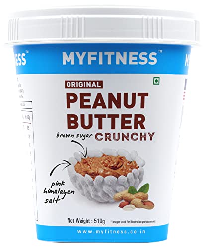 MYFITNESS Peanut Butter Crunchy I LOVE PB Non-GMO, Gluten-free, No Preservative All Natural Ingredient High Protein Peanut Butter Made with American Recipe, 510 gm von MYFITNESS