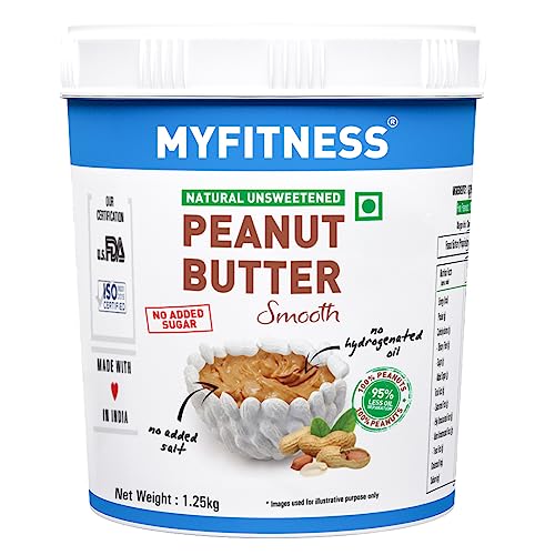 MYFITNESS Peanut Butter Natural Smooth Non-GMO Gluten-Free No Preservative All Natural Ingredient High Protein Made with American Recipe, 1.25 kg von MYFITNESS