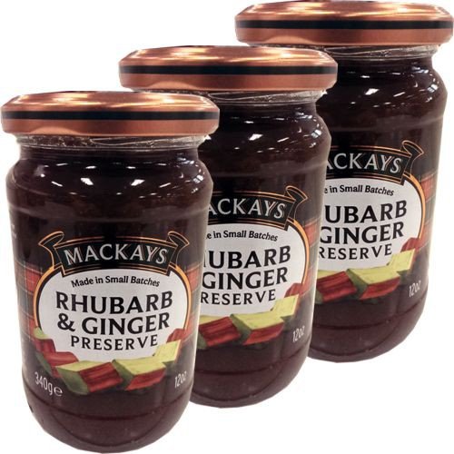 Mackays Rhubarb & Ginger Marmalade 3 Gläser á 340g (Rhabarber-Ingwer-Marmelade) von Mackays