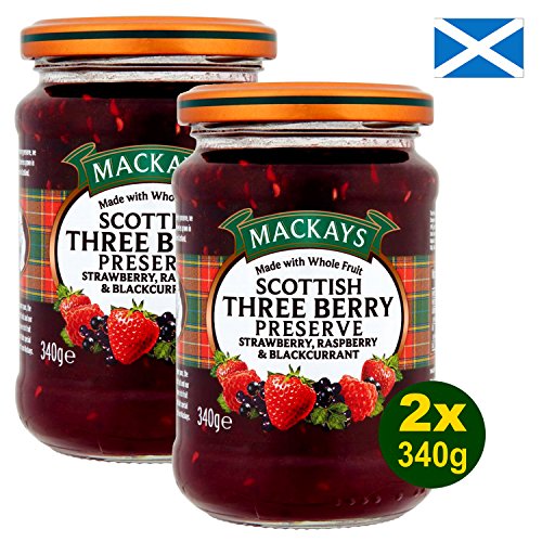 Mackays Scottish Three Berry Preserve 2x 340g - schottische Erdbeeren, Himbeeren und schwarze Johannisbeeren von Mackays