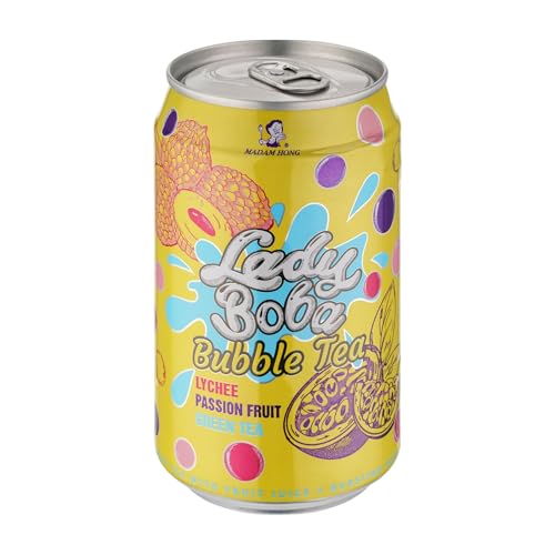 Madam Hong Bubble Tea, Lychee-Passionsfrucht-Grüntee, 320ml, 24er Pack von Madam Hong