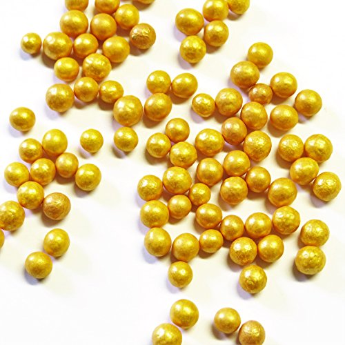 50g Knusper Perlen gold- Kuchen Deko - Essbare Perlen - 50g Knusper Perlen gold- Kuchen Deko - Essbare Perlen - von Madavanilla