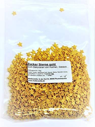 50g Zucker Sterne - Gold - von Madavanilla