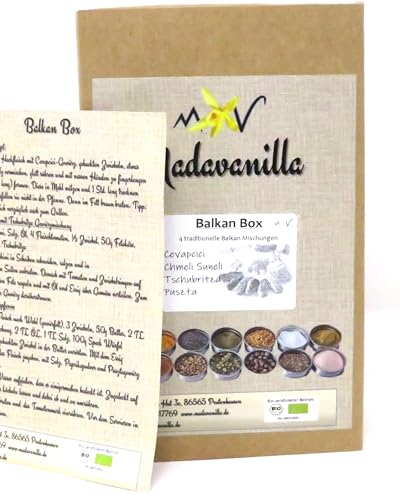 Balkan Box - Geschenkbox mit 4 Gewürzmischungen + mit Info/Rezept Flyer von Madavanilla