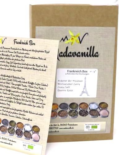 Frankreich Box - Geschenkbox mit 4 Gewürzmischungen + mit Info/Rezept Flyer von Madavanilla