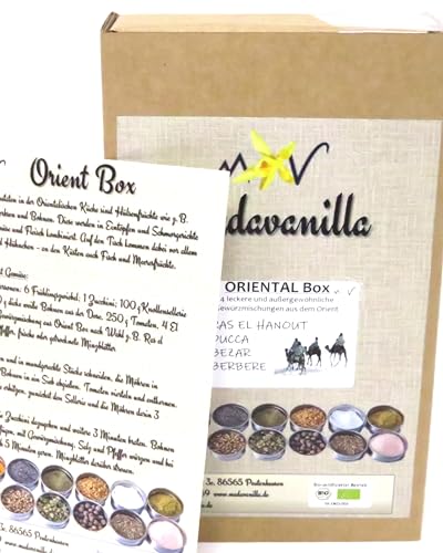 Oriental Box - Geschenkbox mit 4 Gewürzmischungen + mit Info/Rezept Flyer von Madavanilla