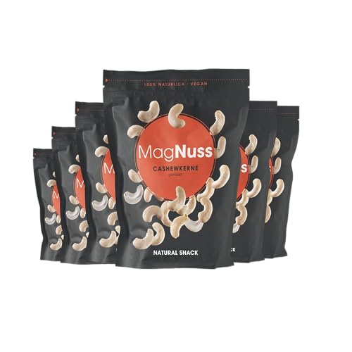 MagNuss Cashewkerne | Schonend geröstet | Ungesalzen | 6x 200g-Vorratspackung | Knackige Cashews | Hochwertiger Snack reich an Protein von MagNuss