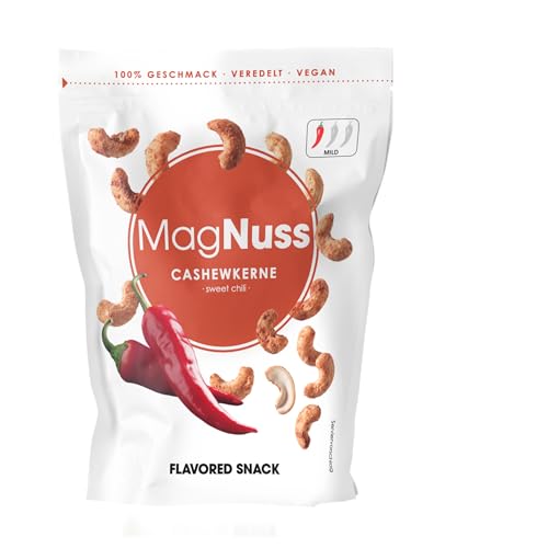 MagNuss Cashewkerne Sweet Chili | Knackige Cashewkerne mit würzigem Chili-Aroma, 200g | vegan von MagNuss
