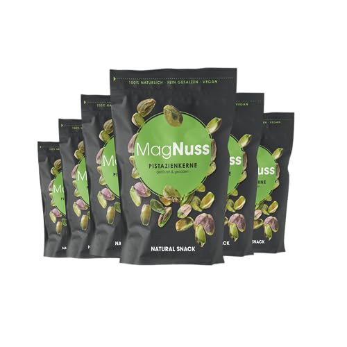 MagNuss Pistazienkerne | Geröstet, gesalzen & geschält | 6x 125g-Packung | Premium-Qualität | Reich an gesunden Nährstoffen | Perfekter Snack für unterwegs | Vegan und glutenfrei von MagNuss