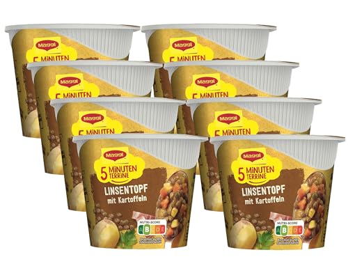 MAGGI 5 Minuten Terrine Linsentopf mit Kartoffeln, 8er Pack (8 x 49g) von Maggi