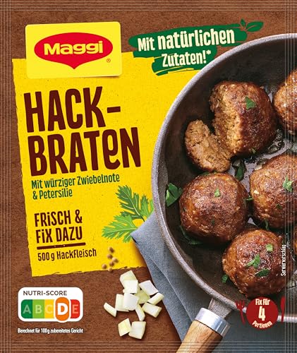 MAGGI Fix für Hackbraten, Würzmischung, mit natürlichen Zutaten*, für 4 Portionen, 1er Pack (1 x 70g ) von Maggi