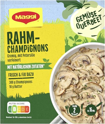 MAGGI Fix für Rahm-Champignons, Würzmischung, mit natürlichen Zutaten*, für 2 Portionen, 1er Pack (1 x 36g) von Maggi