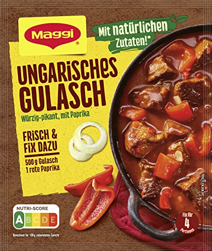 MAGGI Fix für Ungarisches Gulasch, Würzmischung, mit natürlichen Zutaten*, für 4 Portionen, 1er Pack (1 x 56g) von Maggi