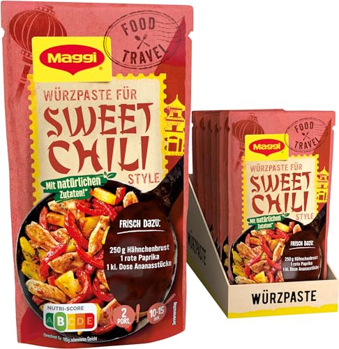 MAGGI Food Travel Würzpaste Sweet Chili Style (Ohne Konservierungsstoffe, Vegetarisch), 10er Pack (10 x 65g) von Maggi