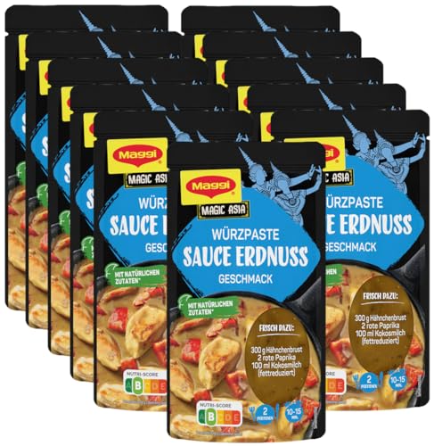 MAGGI Food Travel Würzpaste für Sauce Erdnuss Asian Style (Ohne Konservierungsstoffe, Vegetarisch) 11er Pack (11 x 65g) von Maggi