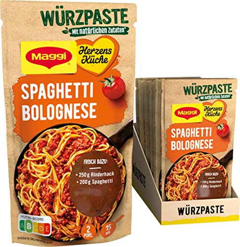 MAGGI Herzensküche Spaghetti Bolognese, Würzpaste für Spaghetti Bolognese, Vegan, 10er Pack (10 x 85g) von Maggi