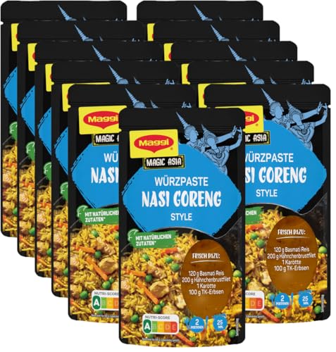 MAGGI Magic Asia Würzpaste für Nasi Goreng Style (Ohne Konservierungsstoffe, Vegetarisch), 11er Pack (11 x 65g) von Maggi
