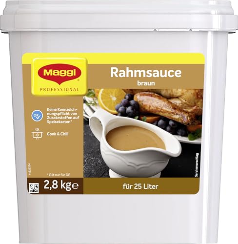 MAGGI Professional Rahm-Sauce braun, vegetarisch, fein-würziger Geschmack, Ergiebigkeit 25 L, 1er Pack (1 x 2,8 kg GastroBox) von Maggi