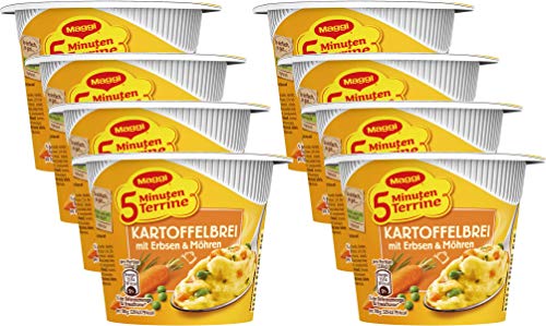 Maggi 5 Minuten Terrine Kartoffelbrei mit Erbsen und Möhren, 43g Becher, 1 Portion, 8er Pack (8 x 43 g) von Maggi