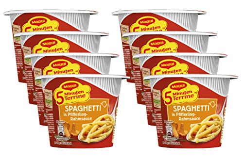 Maggi 5 Minuten Terrine Nudeln in Pfifferling-Rahmsauce, 8er Pack (8 x 54 g) von Maggi