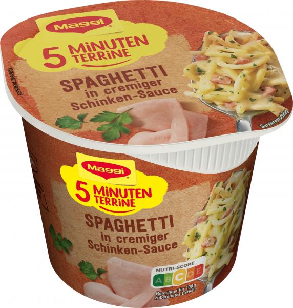 Maggi 5 Minuten Terrine Spaghetti in cremiger Schinkensauce von Maggi