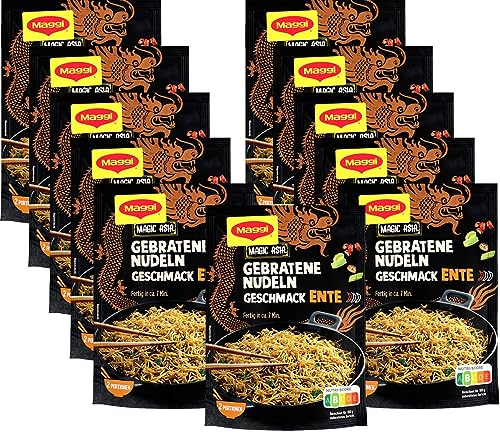 MAGGI Magic Asia Gebratene Nudeln Geschmack Ente, leckeres Fertiggericht, Instant-Nudeln, mit würziger Ente & Gemüsestückchen, asiatisch gewürzt, 11er Pack (11 x 119 g) von Maggi