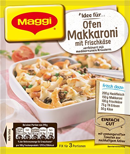 Maggi Fix Ofen Makkaroni mit Frischkäse, 18 er Pack (18 x 39 g) von Maggi