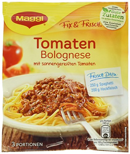 Maggi Fix für Tomaten-Bolognese, Würzmischung, 100 Prozent Natürliche Zutaten, für 3 Portionen, 34 er Pack 34 x 50 g von Maggi