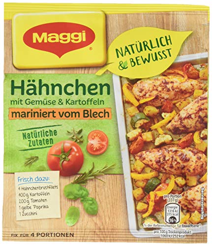 Maggi Fix&Frisch Hähnchen mit Gemüse und Kartoffeln mariniert vom Blech, 22er Pack (22 x 27 g) von Maggi