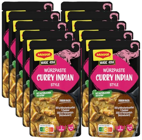 Maggi Food Travel Würzpaste Curry Indian Style (Ohne Konservierungsstoffe, Vegetarisch) 10er Pack (10 x 65g) von Maggi