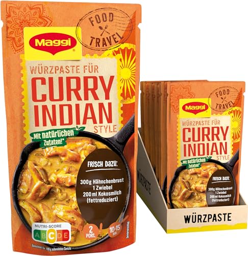 Maggi Food Travel Würzpaste Curry Indian Style (Ohne Konservierungsstoffe, Vegetarisch) 10er Pack (10 x 65g) von Maggi