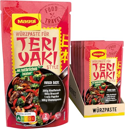 MAGGI Food Travel Würzpaste Teriyaki Style (Ohne Konservierungsstoffe, Vegetarisch), 10er Pack (10 x 65g) von Maggi