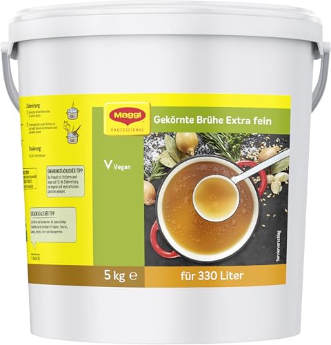 MAGGI Professional Gekörnte Brühe Extra fein, vegan, Ergiebigkeit 312,5L, 1er Pack (1 x 5kg Eimer) von NESTLE PROFESSIONAL