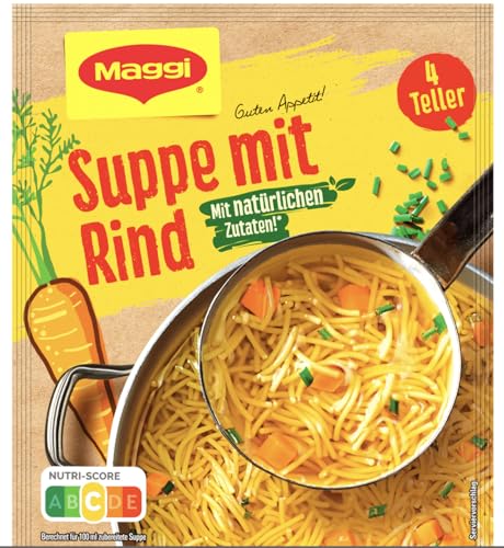 Maggi Guten Appetit, Rindfleisch Suppe, 85g Beutel, ergibt 4 Teller, 1er Pack (1 x 85g) von Maggi