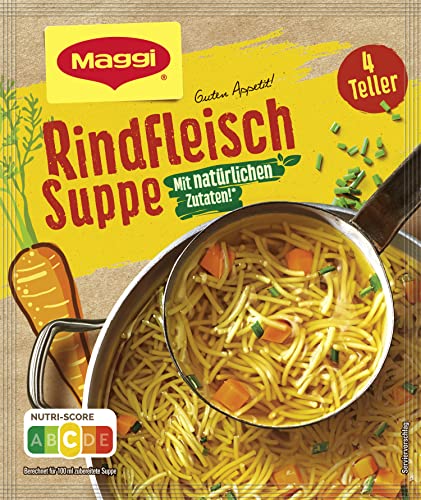 Maggi Guten Appetit, Rindfleisch Suppe, 85g Beutel, ergibt 4 Teller, 1er Pack (1 x 85g) von Maggi