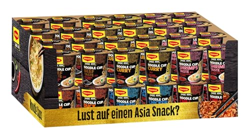 Maggi Magic Asia Noodle Cups, Sortimentsbox, Instant-Nudeln in 6 verschiedenen Geschmacksrichtungen, Leckere Fertiggerichte im praktischen Becher, 48er Pack (48 Becher) von Maggi