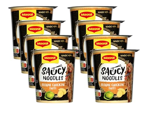 Maggi Magic Asia Saucy Noodles Sesame Chicken Taste Cup, 8er Pack (8x75g) von Maggi