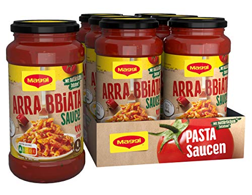 MAGGI Pasta Sauce Arrabbiata Nudelsauce mit natürlichen Zutaten, scharf, 6er Pack (6 x 500g) von Maggi