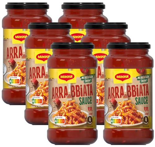 MAGGI Pasta Sauce Arrabbiata Nudelsauce mit natürlichen Zutaten, scharf, 6er Pack (6 x 500g) von Maggi