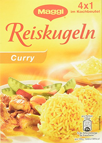 Maggi Reiskugel Curry 4 Kugeln, 6er Pack (6 x 125 g Packung) von Maggi