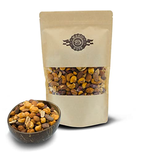 Magic Nuts Middle East-Mix, geröstet und gesalzen Gemischte Nüsse, Studentenfutter, Mandeln, Cashewkernen, Pistazien, Haselnüsse, Erdnusskerne, Sesamsamen (500g & 1kg) (500) von Magic Nuts