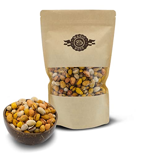 Magic Nuts Pistazien-Mix, geröstet und gesalzen,Gemischte Nüsse, Studentenfutter, Pistazienkerne mit Schale (500g & 1kg) (1) von Magic Nuts