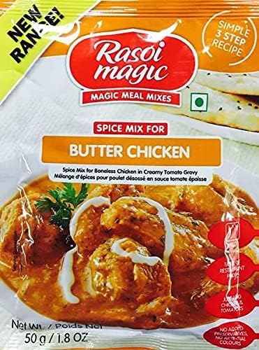 Rasoi Magic – Butter Huhn – (Gewürzmischung für knochenloses Huhn in cremiger Tomatensause) – 50 g – (3 Stück) von Magic Rasoi